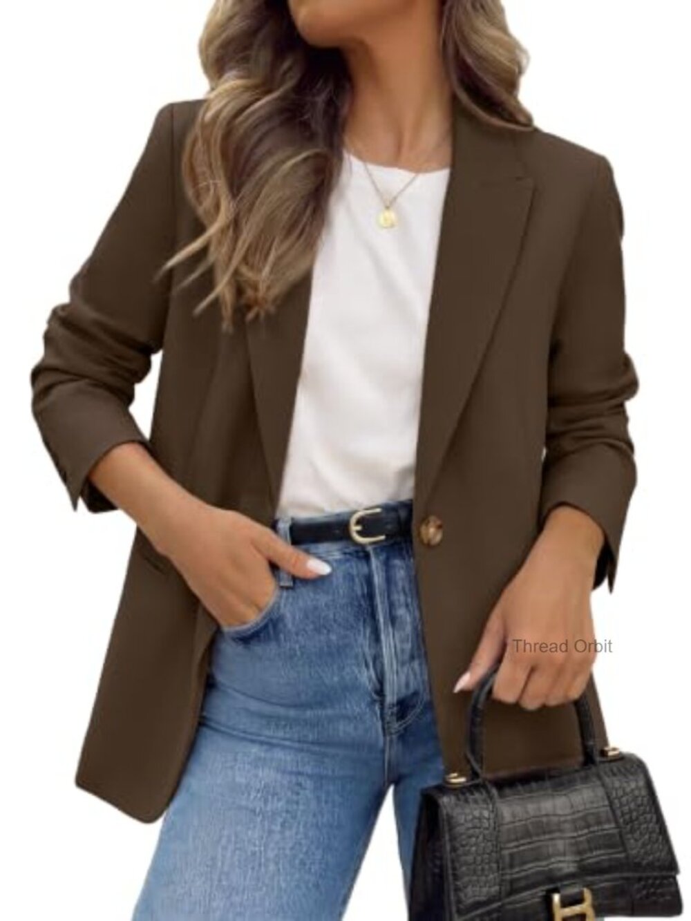 Simplee Women's Business Casual Blazer Long Sleeve Work Office Suit Jacket